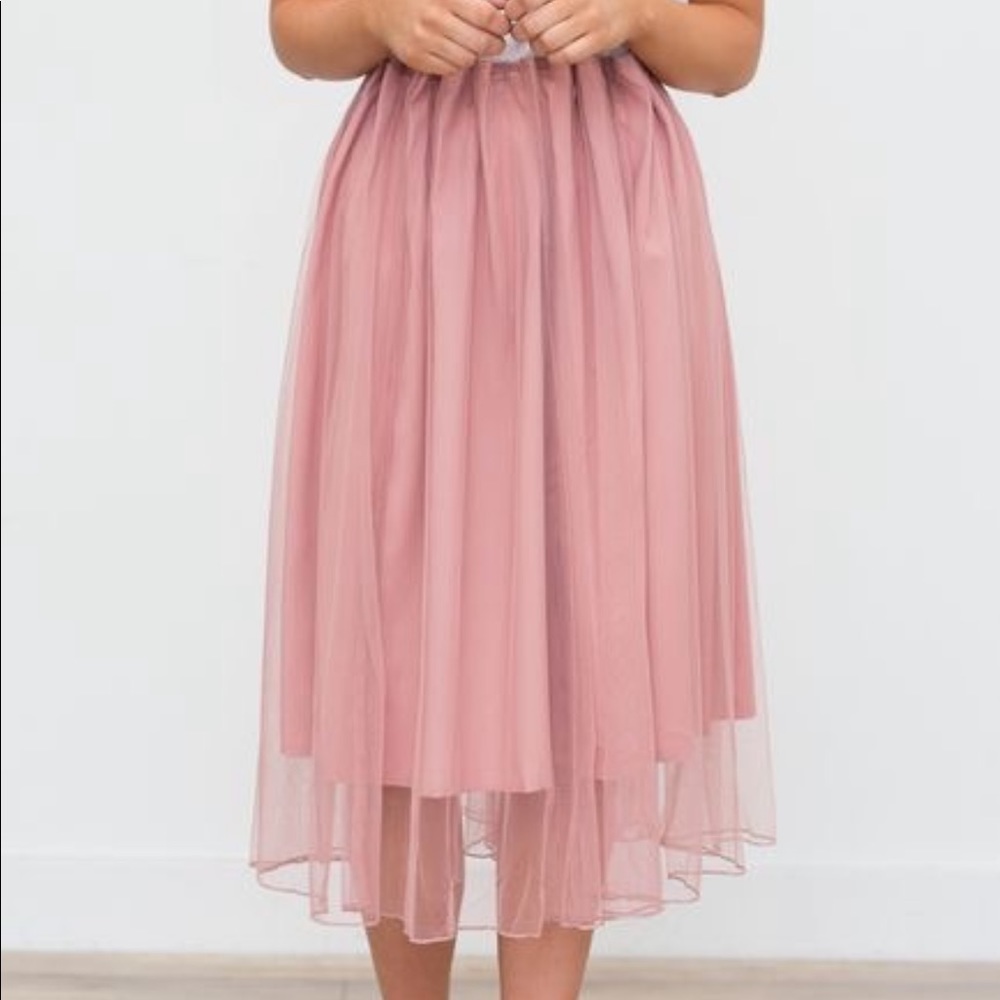 RESERVED- L & XL•Twice Chic Boutique Brynn Perfectly Blush Pink Tulle Skirt - Picture 3 of 16